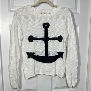 Desires Cotton Anchor Sweater Size XS Crewneck Texture White